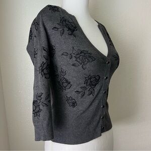 White House Black Market Charcoal Knit Top